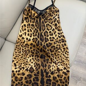 Dolce & Gabbana Gold and Black Leopard Silk Slip